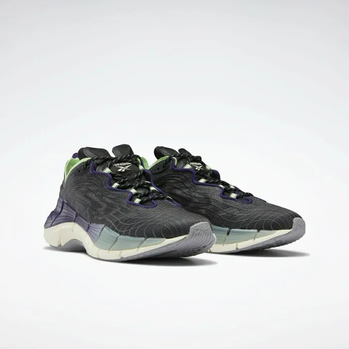 Zig Womens Reebok Zig Kinetica II Shoes Core Black Dark Orchid Neon Mint
